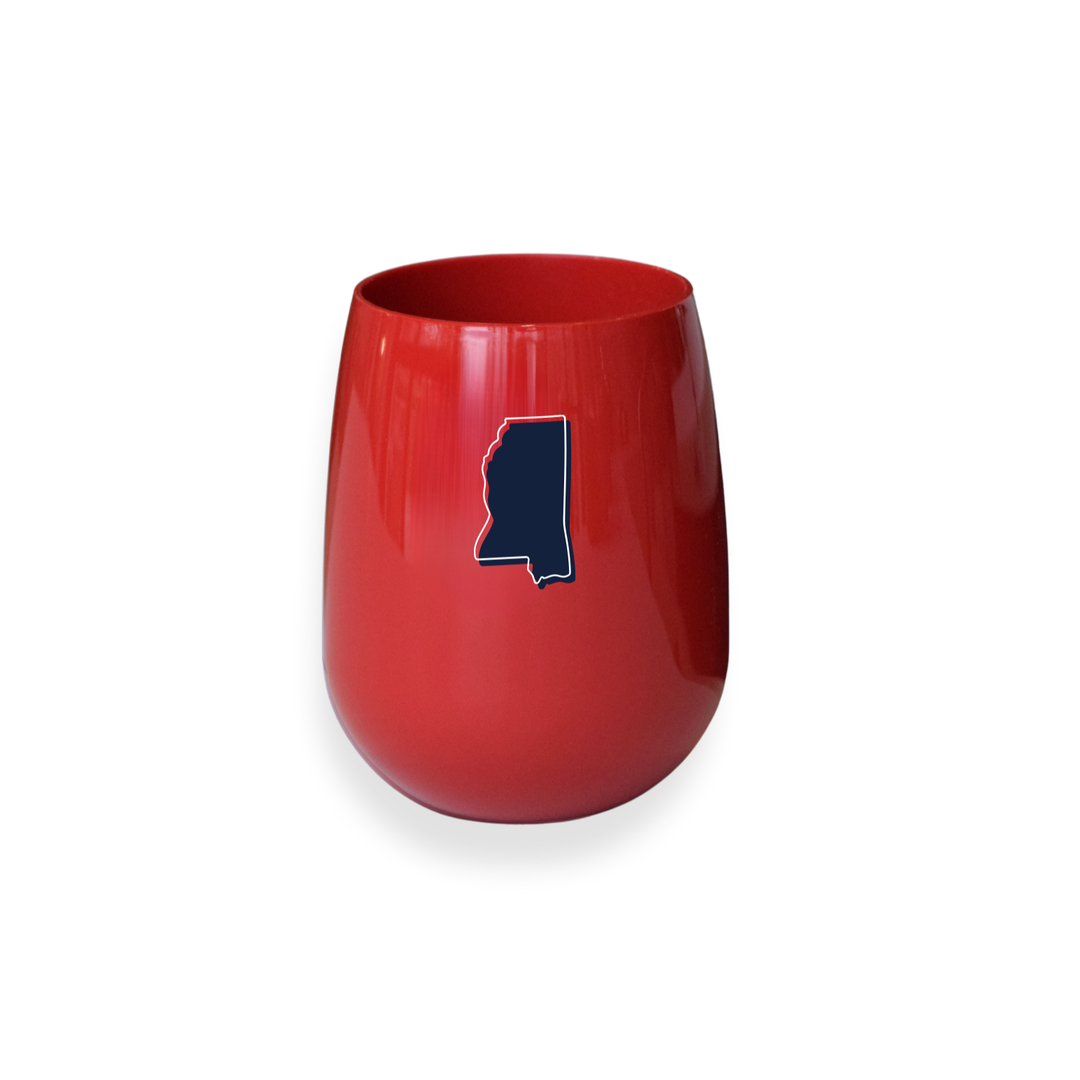 Ole Miss State Outline Stemless Wine