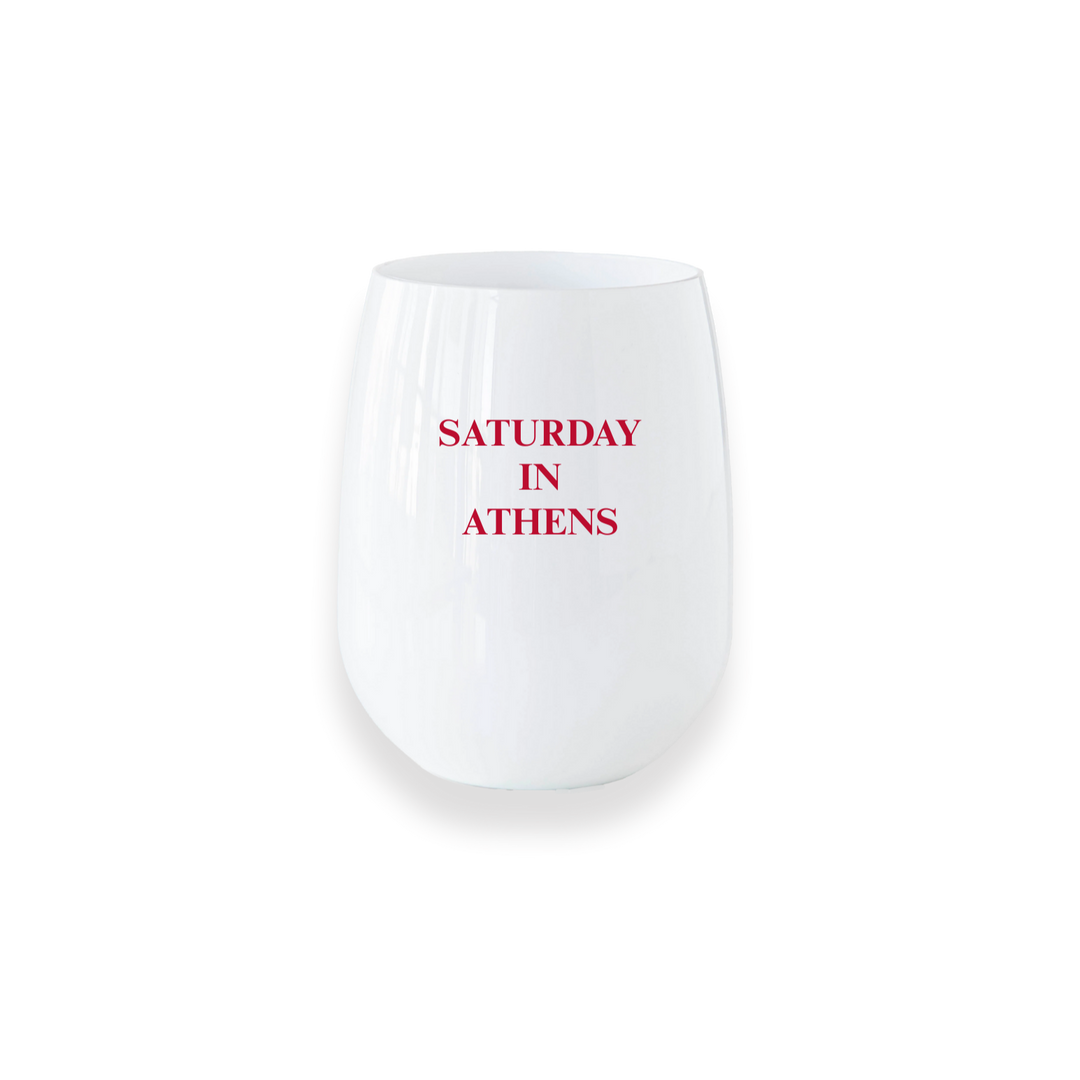"Saturday in Athens" Stemless Wine