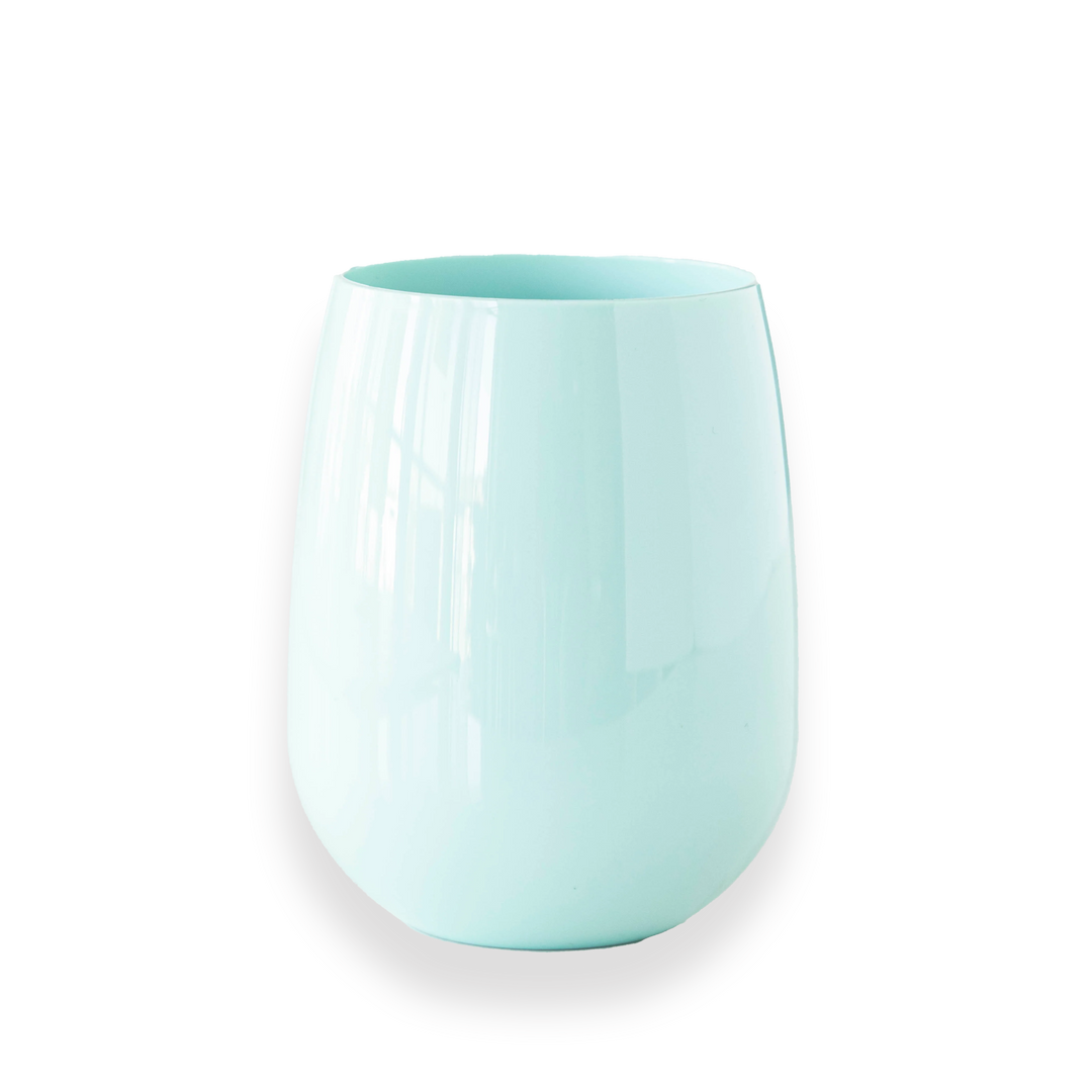 Unbreakable  stemless wine glass BPA-free dishwasher safe.