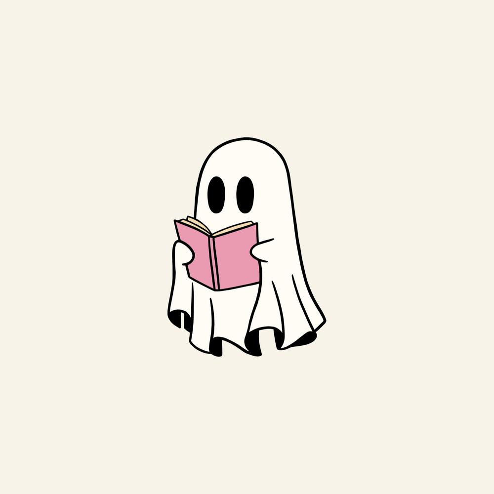 Halloween pink party cup – ghost reading design – dishwasher safe unbreakable glass