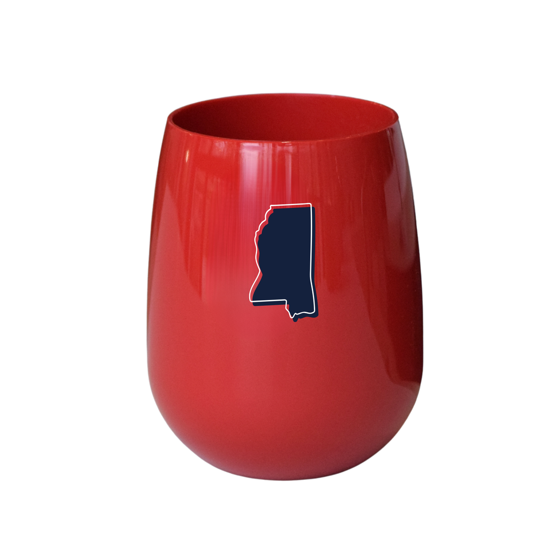 Ole Miss State Outline Stemless Wine