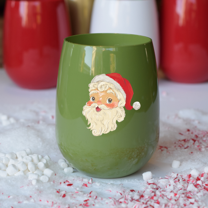 Santa Stemless Wine - Choose Cup Color