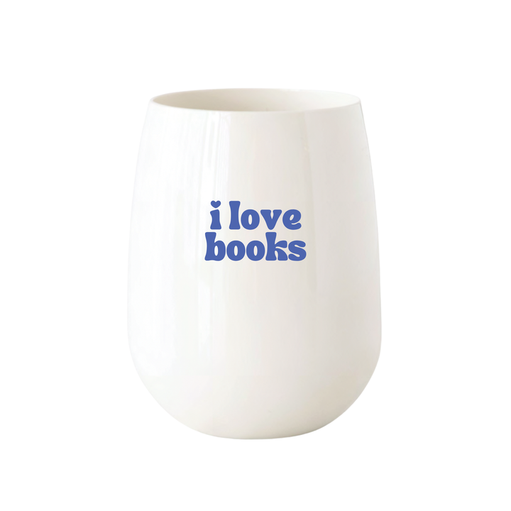 "i love books" Stemless Wine - Choose Icon Color