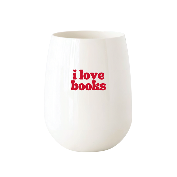 "i love books" Stemless Wine - Choose Icon Color
