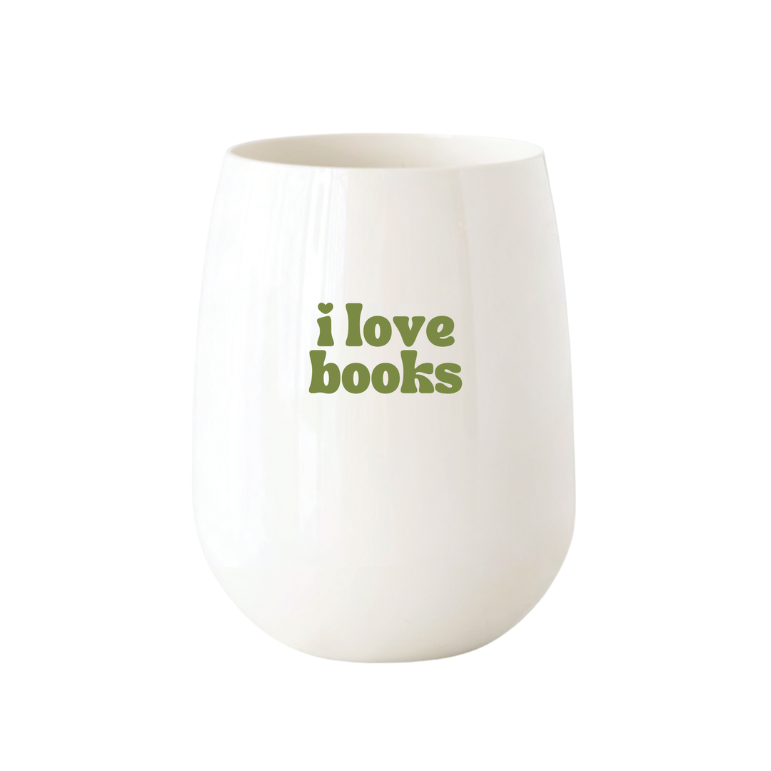 "i love books" Stemless Wine - Choose Icon Color