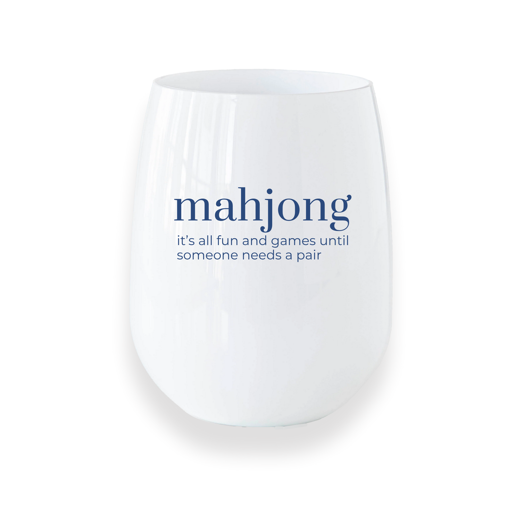 Let's Talk Mahjong "fun and games" Stemless Wine