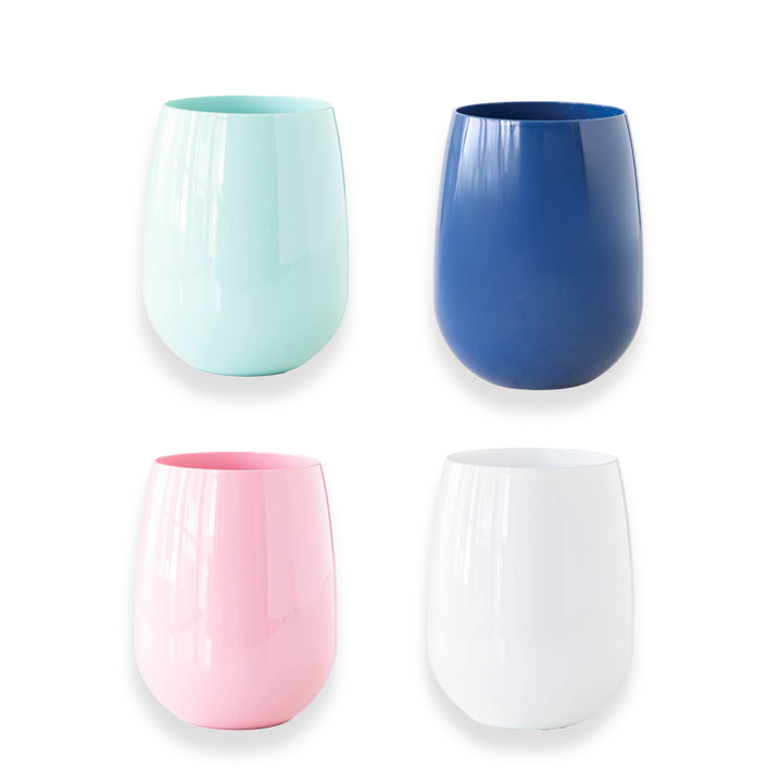 Luxe 4 Pack Stemless Wine Glasses - Mixed Colors