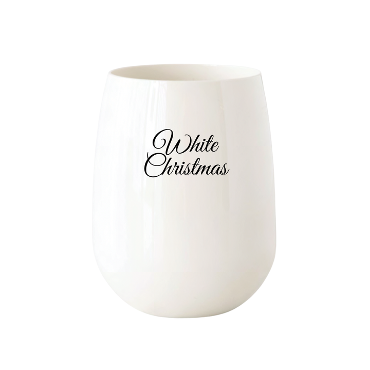 "White Christmas" Stemless Wine - Choose Icon Color