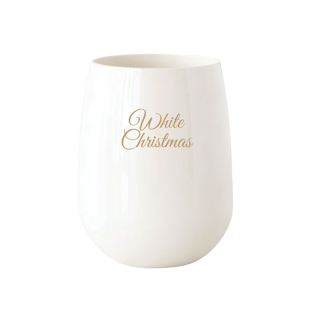 "White Christmas" Stemless Wine - Choose Icon Color