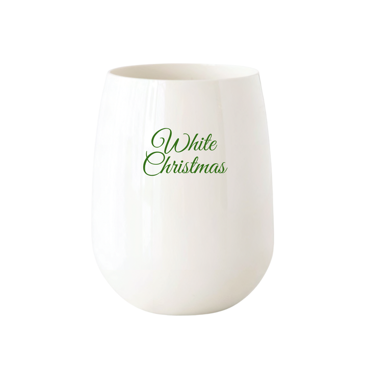 "White Christmas" Stemless Wine – Choose Icon Color
