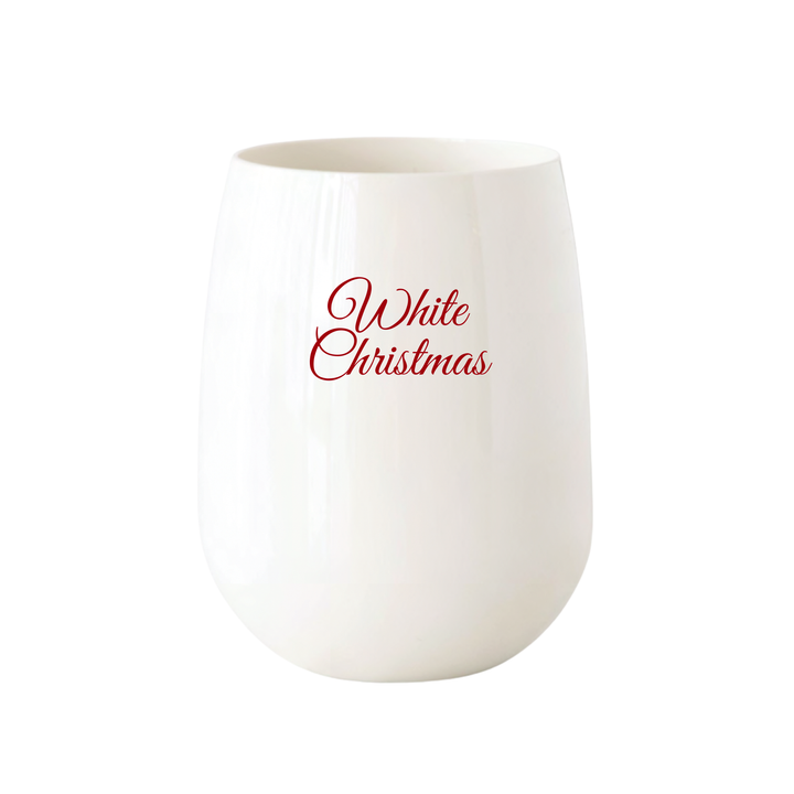 "White Christmas" Stemless Wine - Choose Icon Color