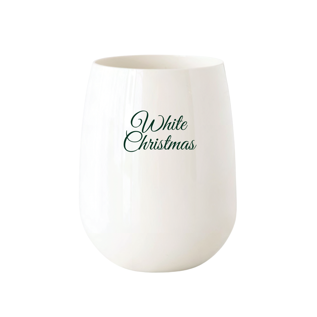 "White Christmas" Stemless Wine - Choose Icon Color