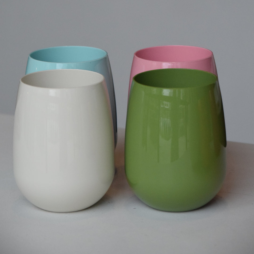 Luxe 4 Pack Stemless Wine Glasses - Mixed Colors