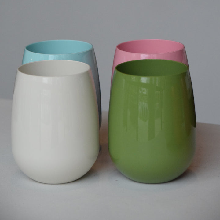 Luxe 4 Pack Stemless Wine Glasses - Mixed Colors