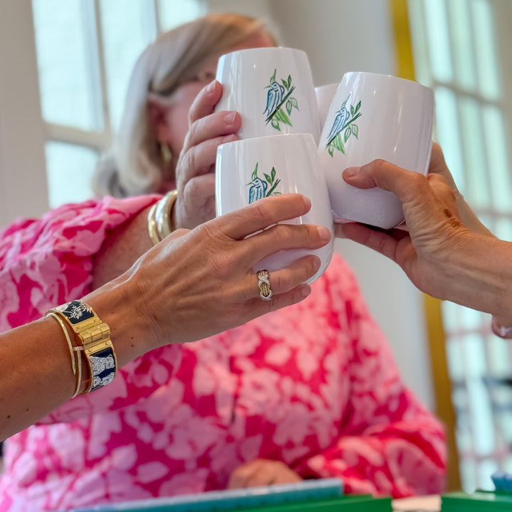 The Bird Bam Mahjong Glass Set (4 Stemless Wine Glasses)