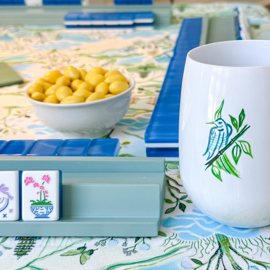 The Bird Bam Mahjong Glass Set (4 Stemless Wine Glasses)