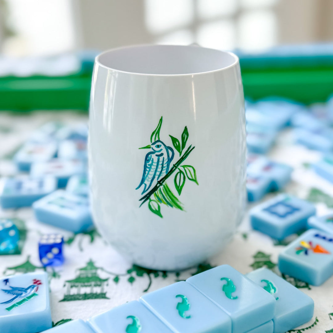 The Bird Bam Mahjong Glass Set (4 Stemless Wine Glasses)
