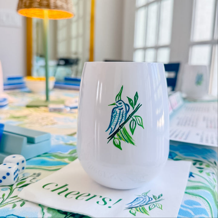 The Bird Bam Mahjong Glass Set (4 Stemless Wine Glasses)