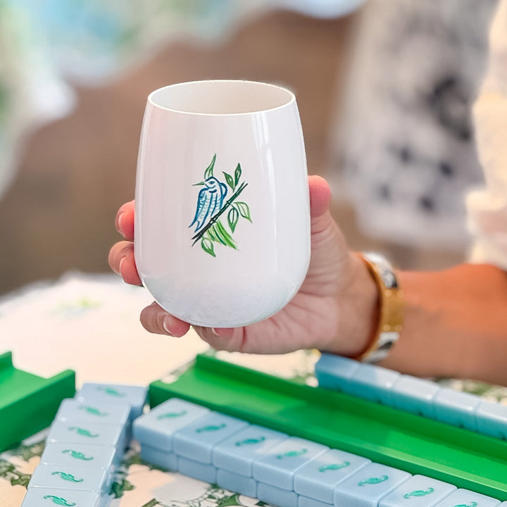 The Bird Bam Mahjong Glass Set (4 Stemless Wine Glasses)
