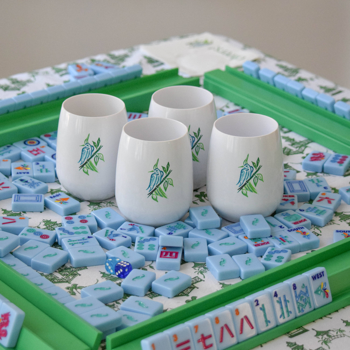 The Bird Bam Mahjong Glass Set (4 Stemless Wine Glasses)