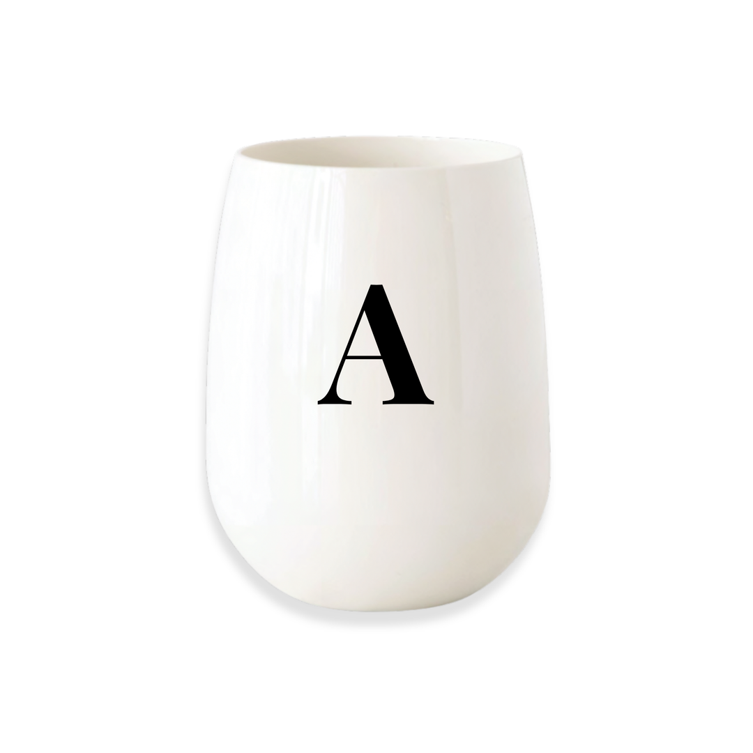 Monogrammed Stemless Wine Glass