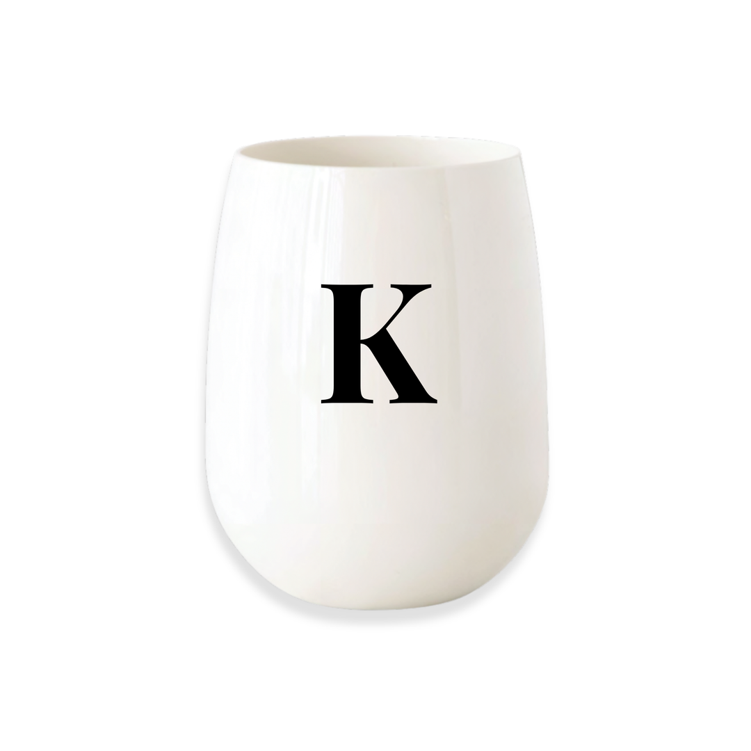 Monogrammed Stemless Wine Glass
