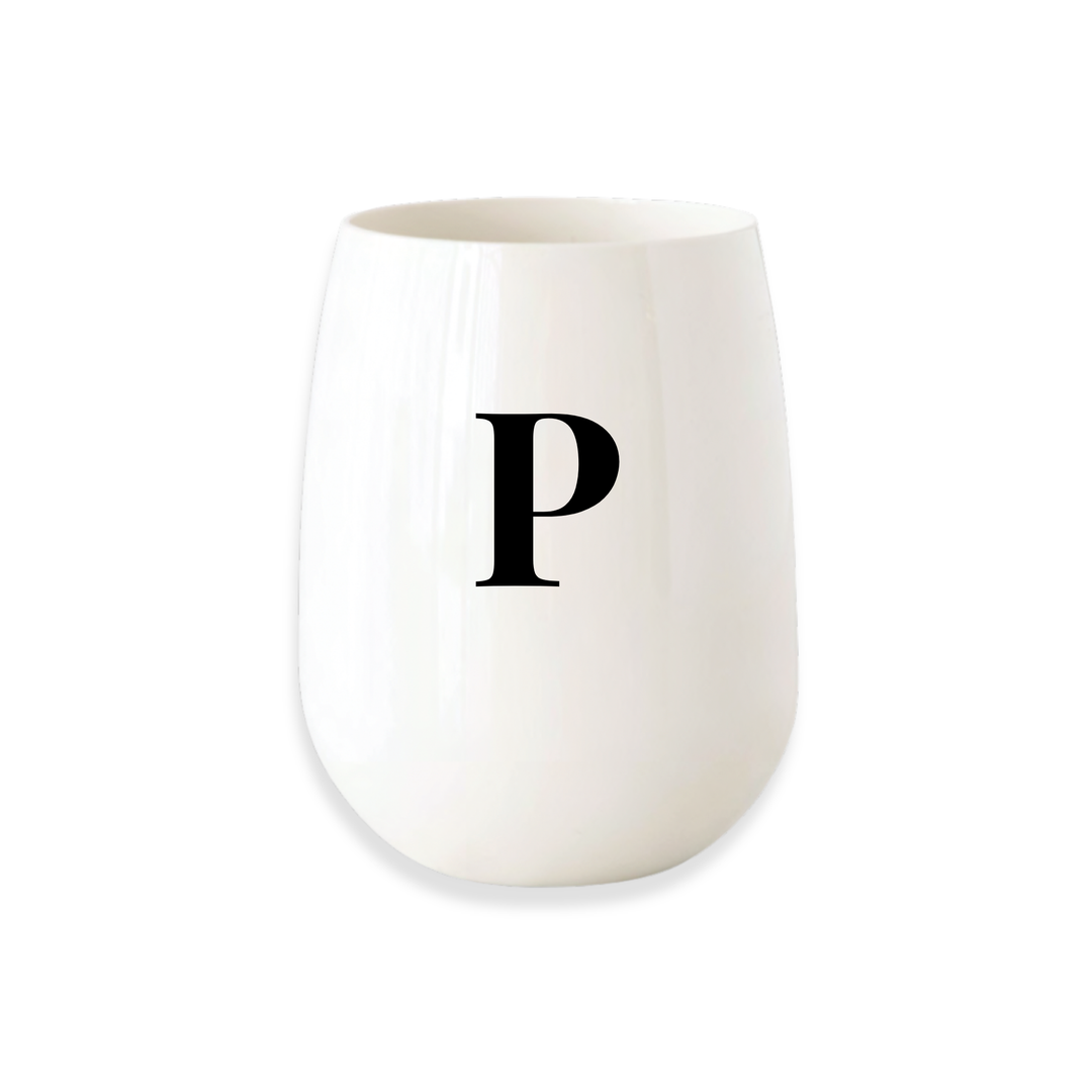 Monogrammed Stemless Wine Glass