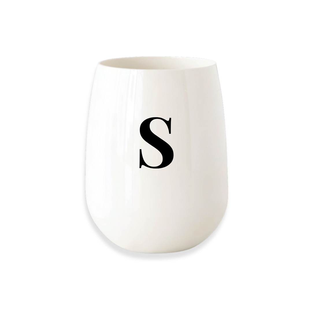 Monogrammed Stemless Wine Glass