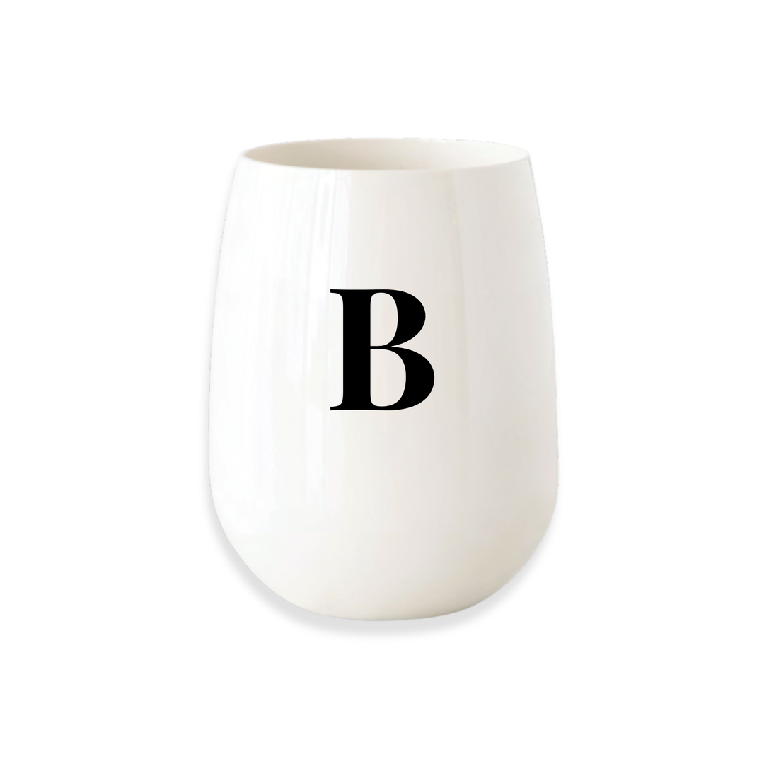 Monogrammed Stemless Wine Glass