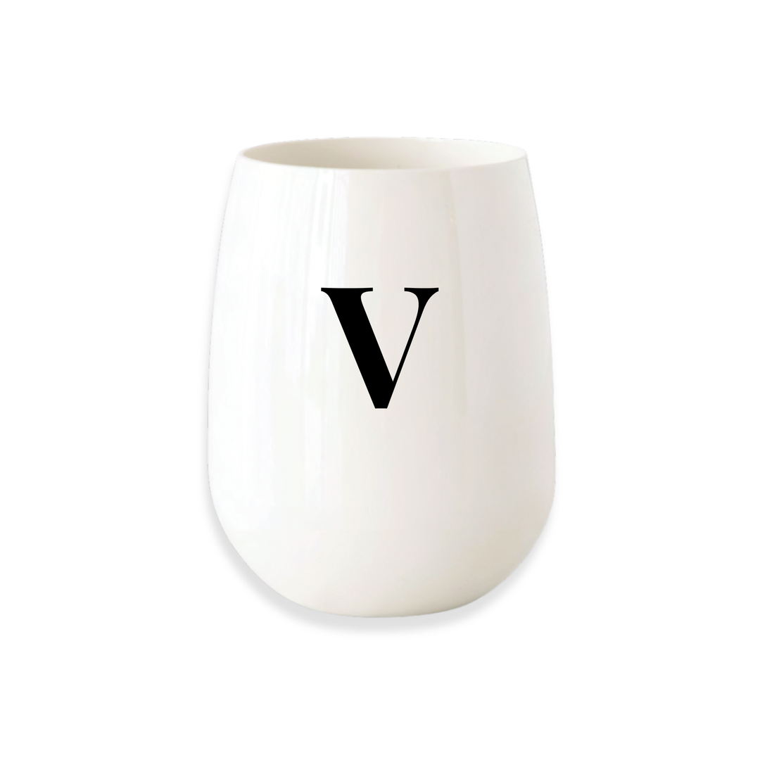 Monogrammed Stemless Wine Glass