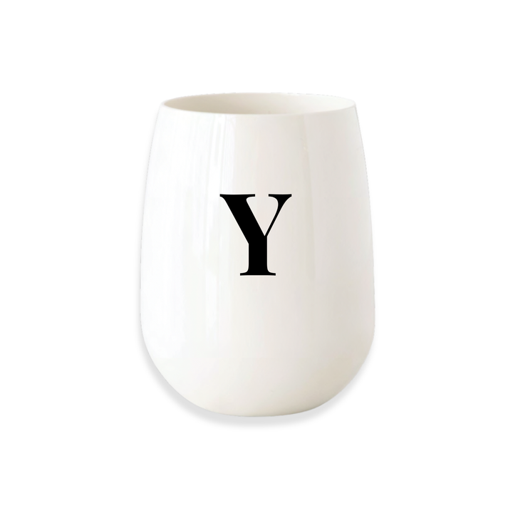 Monogrammed Stemless Wine Glass