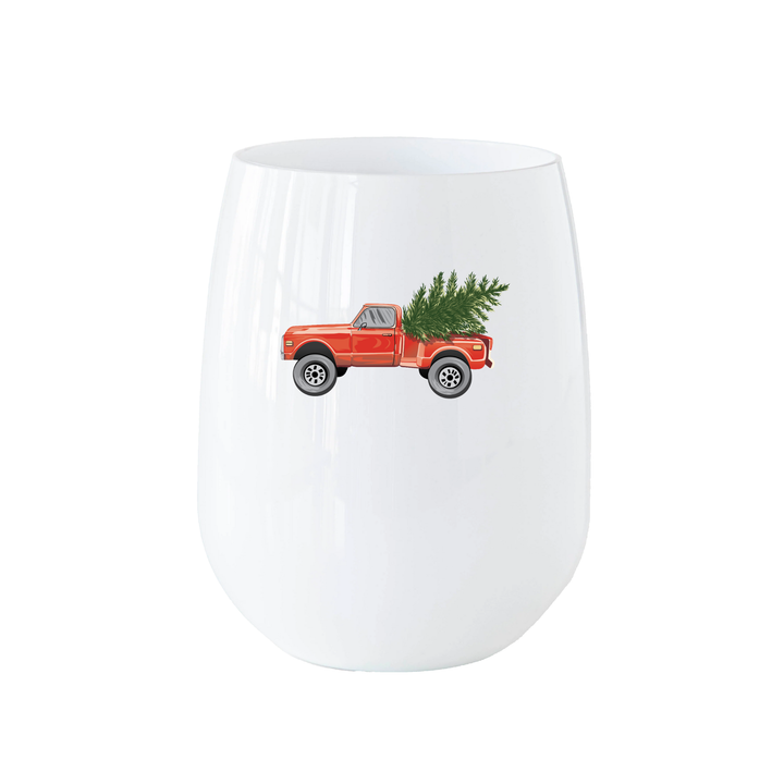 Christmas Tree Truck Stemless Wine – Choose Cup Color