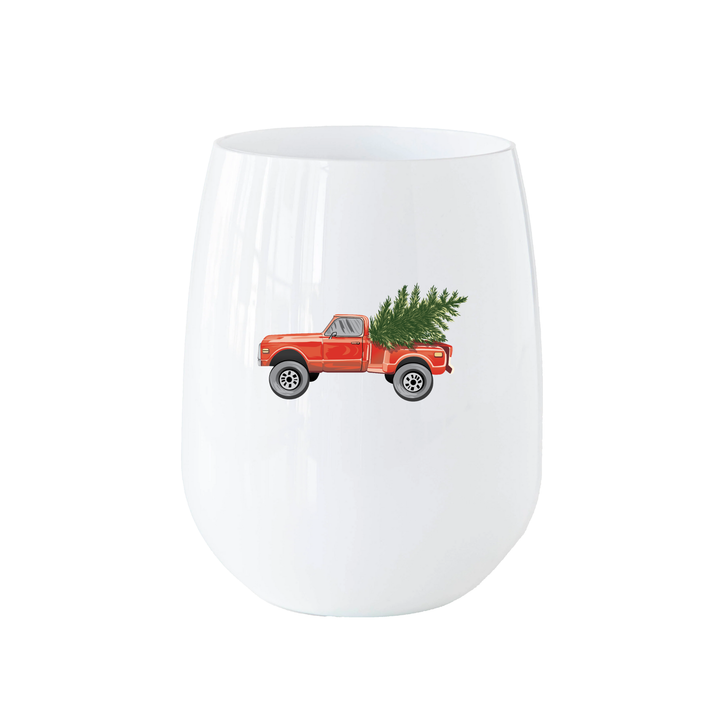 Christmas Tree Truck Stemless Wine – Choose Cup Color