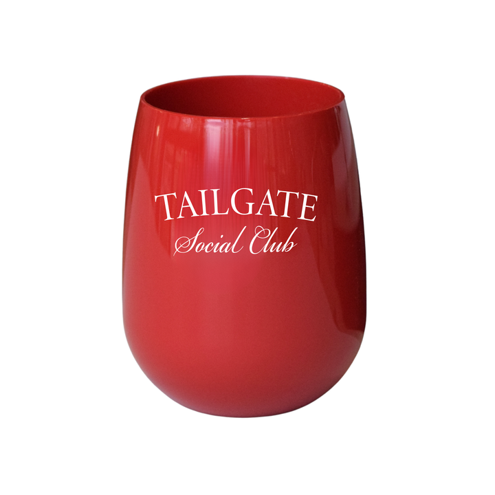 "Tailgate Social Club" Stemless Wine - Choose Your Color