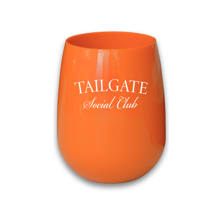 "Tailgate Social Club" Stemless Wine - Choose Your Color