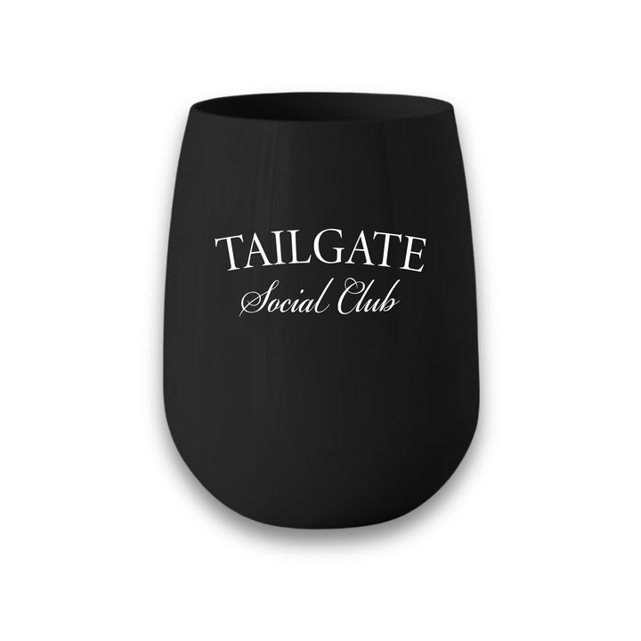 "Tailgate Social Club" Stemless Wine - Choose Your Color
