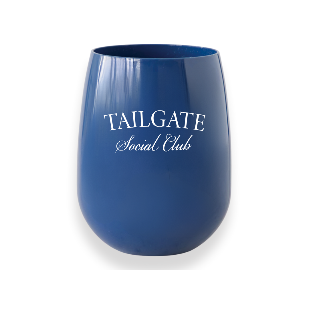 "Tailgate Social Club" Stemless Wine - Choose Your Color
