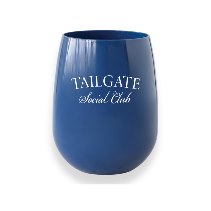 "Tailgate Social Club" Stemless Wine - Choose Your Color