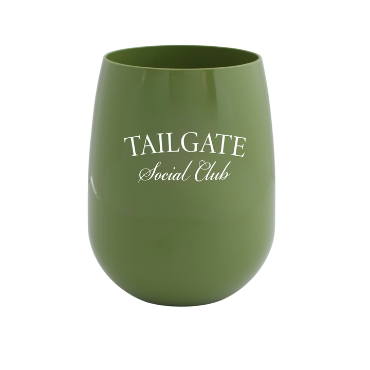 "Tailgate Social Club" Stemless Wine - Choose Your Color
