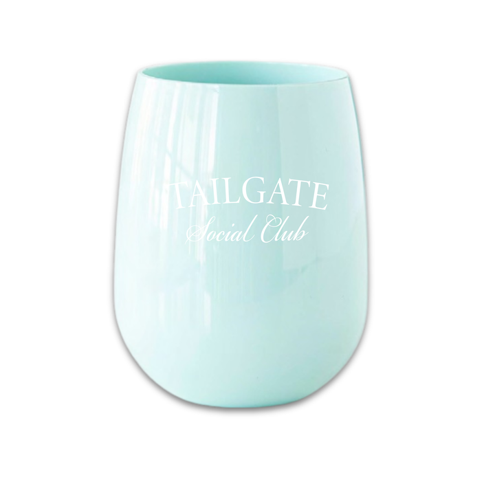 "Tailgate Social Club" Stemless Wine - Choose Your Color