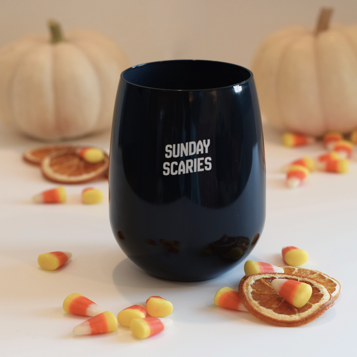 "Sunday Scaries" Stemless Wine - {Black}