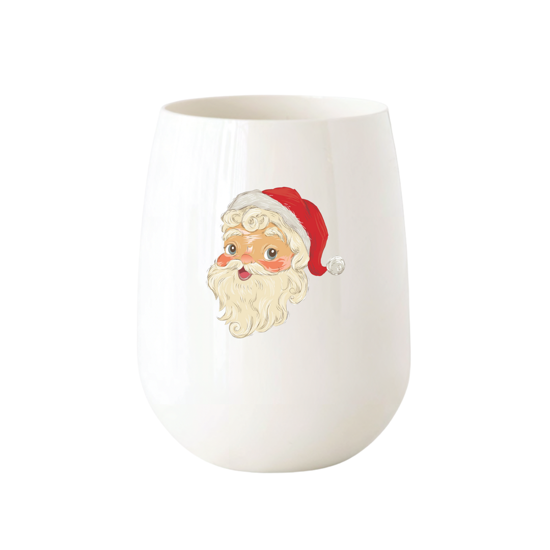 Santa Stemless Wine - Choose Cup Color