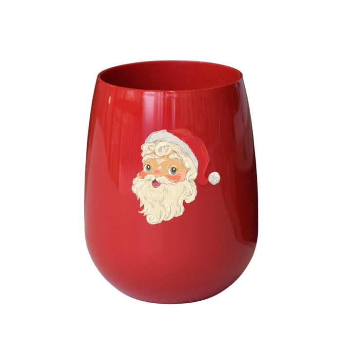 Santa Stemless Wine - Choose Cup Color