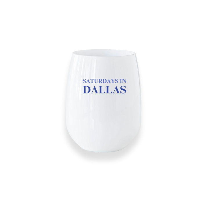 SMU wine glass with Saturday in Dallas design – cute gameday cup