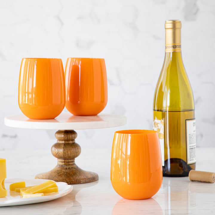 Symglass Unbreakable Stemless Wine - Set of 4 {Tangerine}