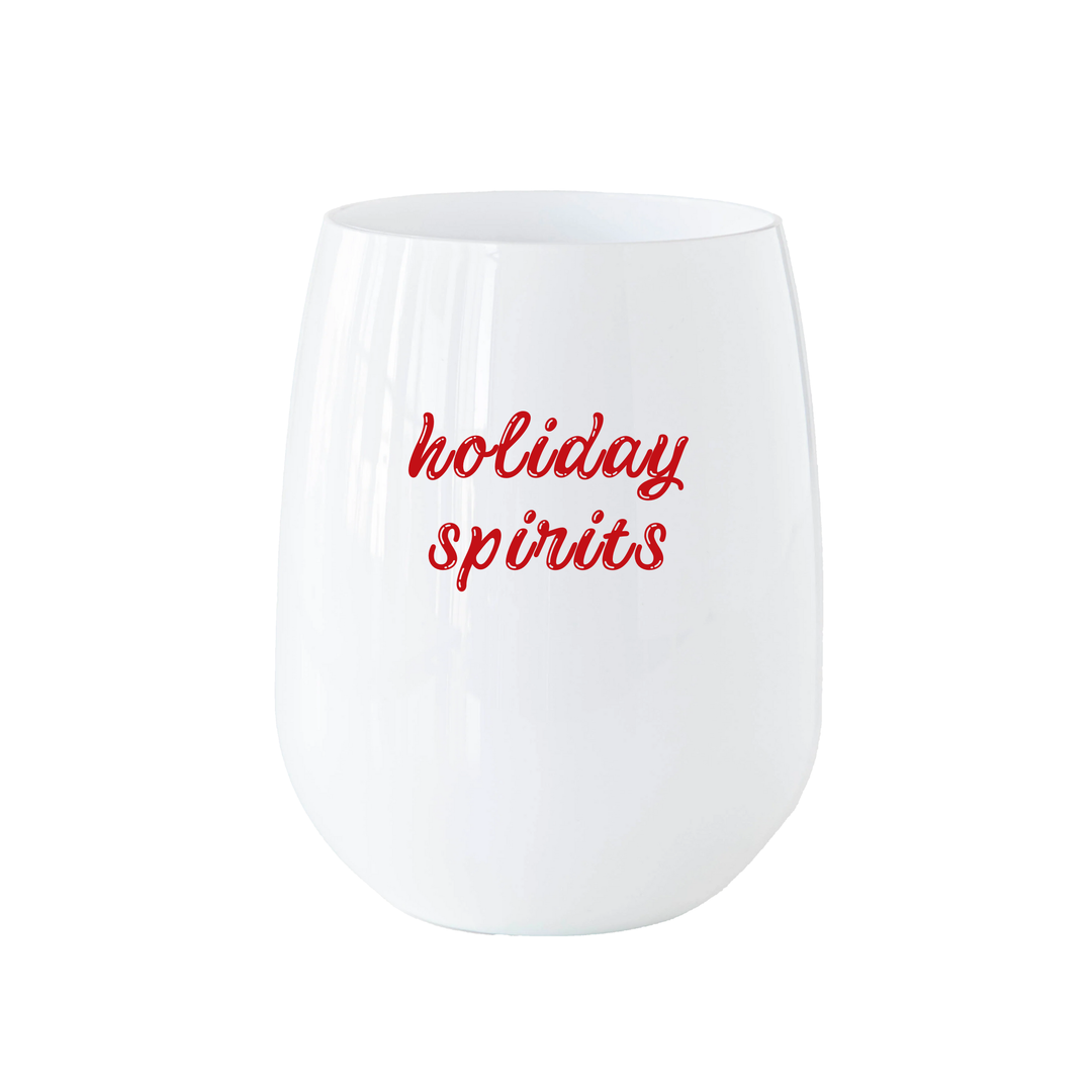 "Holiday Spirits" Stemless Wine – Choose Icon Color